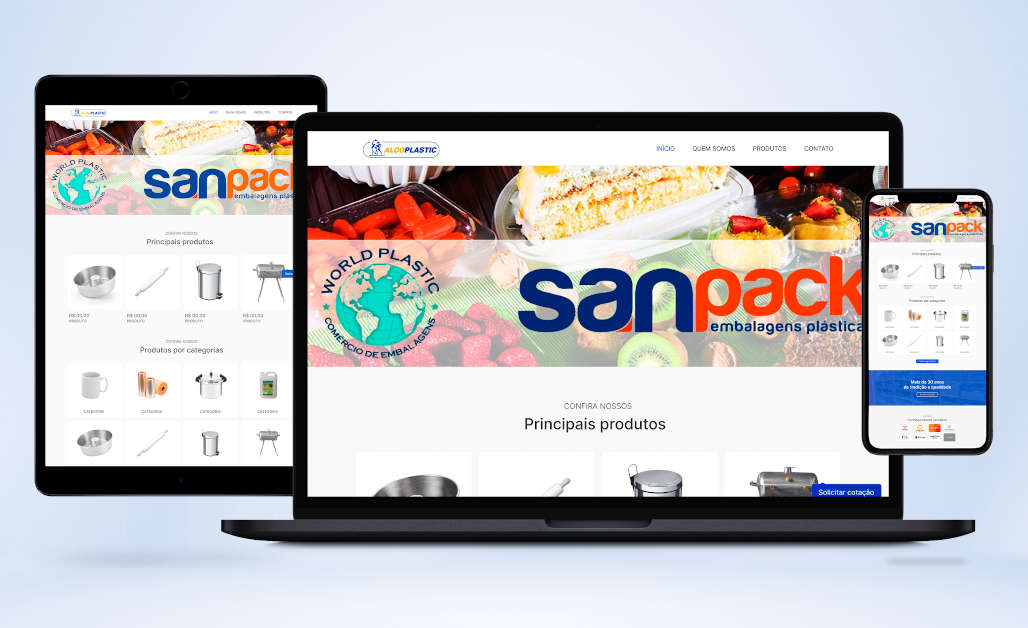criação de sites - site catalogo para empresa de embalagens